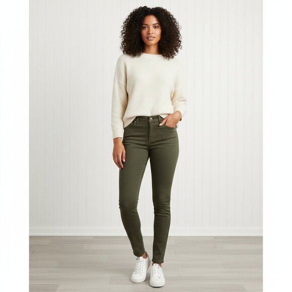 None Denim - 2. Forest Green Tight-Leg Pants (Jean Material) – Fits Like Size 8/10